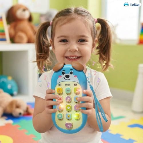 Image of FunBlast Cartoon Musical Mobile Phone for Kids, Mobile with Light & Sound Toys for Babies | Educational Toys for Kids 3+ Years /Boys /Girls-1 Unit (PuppyBlue)