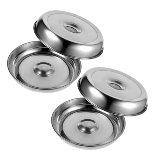 MOTHNUR 2 Piezas Cubiertas Redondas de Acero Inoxidable para Alimentos de Tapa Salpicaduras para Platos y Bistec Diseño con Mango para Cocina y Restaurante