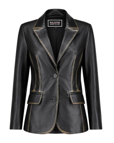 Image of Jild Classic Style Leather Blazer Women - Casual Coat Leather Jacket Women