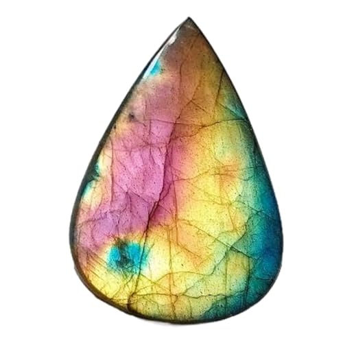 Cabochon en forme de poire Labradorite jaune naturelle 36x24mm gemme pour bague bricolage DIY