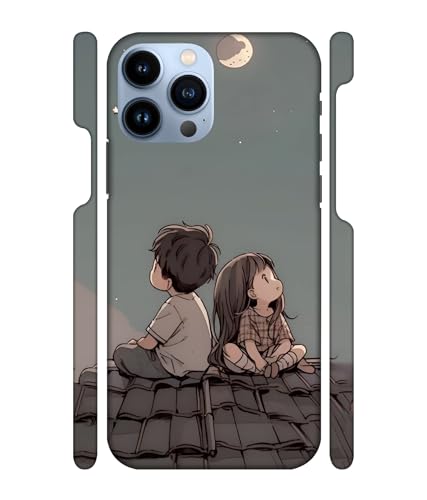 Image of ''Boy & Girl Sitting on Roof'' Printed Hard Mobile Back Cover & Case for iPhone 13 Pro (6.1 inch), Designer | Protective & Premium Cover & Case