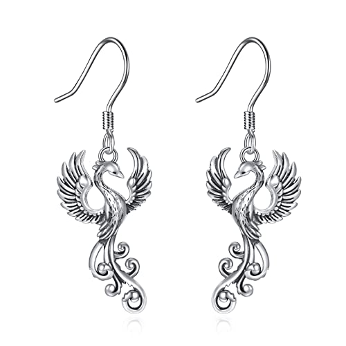 Phoenix/Dragon/Moth/Owl/Wolf/Sun Moon/Horse/Luna Moth/Highland Cow/Wolf Earrings Retro Silver Earrings Jewelry Gifts for Women…