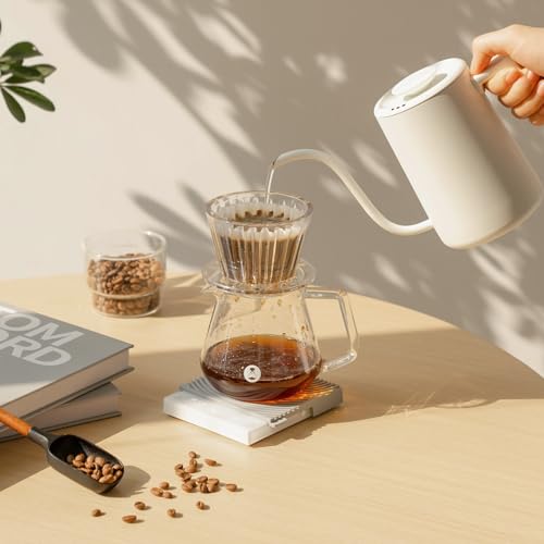 Image of TIMEMORE Basic Mini Coffee Scale, Multifunction Electronic Espresso Scale, Weigh Digital Drip Cone Scale with Timer, Ultra Thin and LightMini Digital Food Kitchen Scale for Baking, Cooking - White