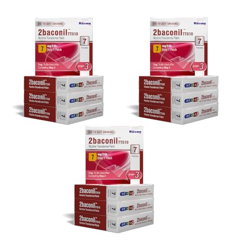 Image of Rusan 2baconil Nicotine Transdermal Patch 7mg Step 1 | 84 Patches (12x7 Pack) | 3 Month Quit Smoking Kit | Nicotine Replacement Therapy | Quit Smoking & Chewing Tobacco /Ghutka