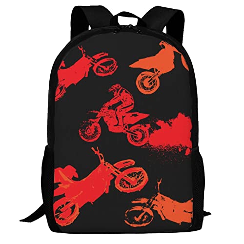 Motocross Sport Motorcycle Vehicle School Backpack Shoulder Daypack, Dirt-Bike Boy Men School Bag Outdoor Casual Shoulders Backpack Travel Daypacks for Women Men Teens Kids Black