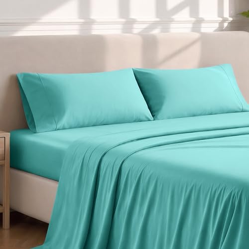 Image of Bare Home Microfiber Pillow Cases - King Size Set of 2 - Cooling Pillowcases - Double Brushed - Turquoise Pillowcases 2 Pack - Easy Care (King Pillowcase Set of 2, Turquoise)