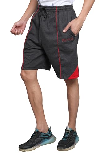 Image of Particle Men's Plus Size Hosiery Corduroy Cotton Bermuda Shorts | 230 GSM Ribbed Fabric | Big Size Casual Half Pants with Pockets for Walking, Gym & Lounge (XL-5XL)