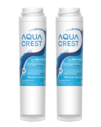 AQUA CREST FQROPF, FQSLF Under Sink Water Filter, Replacement for GE FQROPF, FQSLF, GXSV65R, GQSV65R, PXRQ15F, PNRQ15F, NSF 42 Certified, Model No.AQU-FF23-PF, 2 Pack