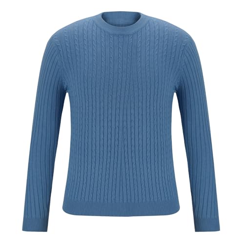 Dgoopd Men Sweaters Crew Neck Long Sleeve Sweaters Casual Pullover Sweater Cable Knit Pullover Plus Size Warm Winter Tops3