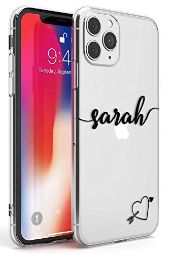 Nombre Personalizado con Monograma del Corazón Negro Funda de Teléfono de Goma Slim Cover para iPhone 11 Pro MAX Personalizado Iniciales...