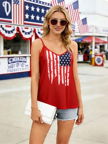 Image of Ibeauti American Flag Tank Tops for Women 4th of July Outfits Camisoles Patriotic 250th Anniversary USA Shirts