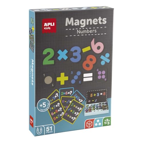 APLI Kids 19444 - Magnets Números_ Conjunto de números magnético com placa e fichas para entrar no mundo das mátecas Ímanes educativos infantis para crianças a partir de 5 anos