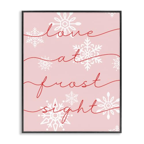 Romantic Pink Snowflakes Holiday Humor, 16 x 20 Inch Framed Giclée Print