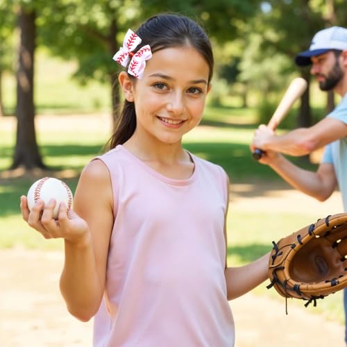 TIESOME 4 Piezas Broches de Lazo de Béisbol, Clips para el Cabello de Lazo de Béisbol de 4 pulgadas, Clips de Aficionadas Rojo Blanco, Accesorios para el Cabello de Softbol para Mujeres miniatura 4