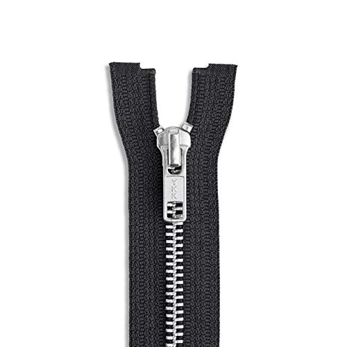 30 Inch Black Metal Zipper with Silver Brass Teeth – Heavy Duty Separating Zipper for Sewing, Jackets & Craft Projects