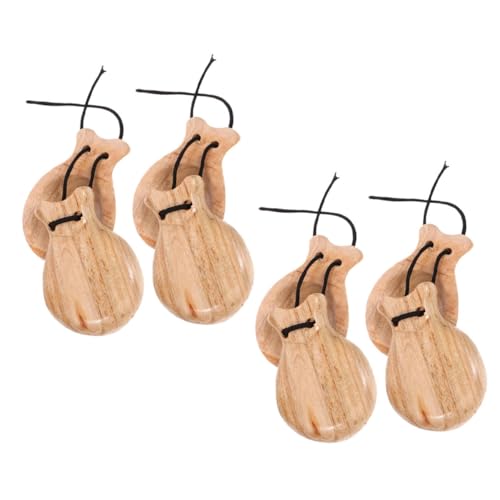 Toddmomy 4-pair Wooden Castanets Hand Finger Percussion Instruments for Teens Rhythm Cultivation Present Idea