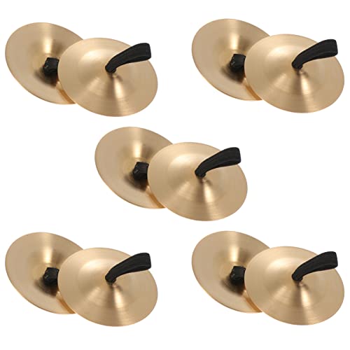 Toddmomy 10Pcs Copper Finger Cymbals Durable Musical Instruments for Belly Dancing Zills for Rhythm Training and Dance Entertainment