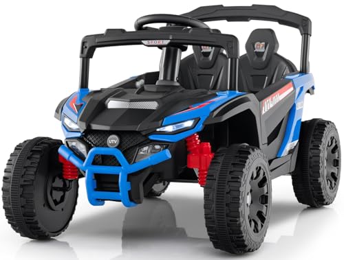 OLAKIDS 12V Ride on Car UTV, Electric Off-Road Truck with Remote Control, Lockable Doors, Safety Belt, Horn, Music, Lights, 4 Wheeler Toys for Kids Toddlers Aged 3+ Years (Blue) - image 1