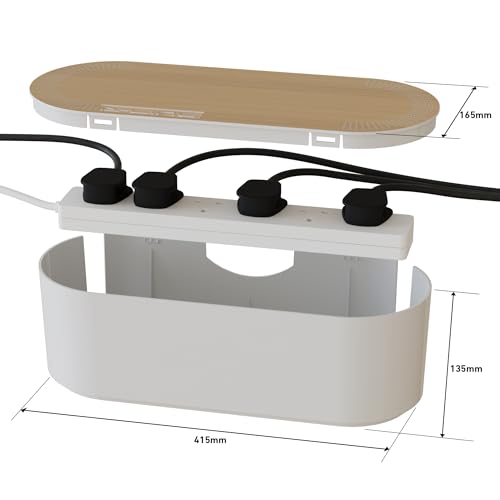 D-Line Cable Tidy Box, Hide Extension Blocks, Desk Cable Management, Organise TV Cables, 415mm (L) x 165mm (W) x 135mm (H) - Image 2