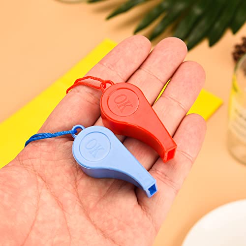 Lezevn 120 Pieces Neon Whistles with Lanyards Plastic Multicolor Whistles Sports and Party Bag Fillers (120) - Image 3
