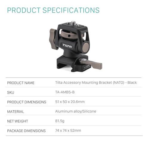 TILTA Camera Monitor Mounting Bracket with 1/4"-20 with NATO Clamp, 360° Swivel and 175° Tilt Adjustable Monitor Holder - Image 2