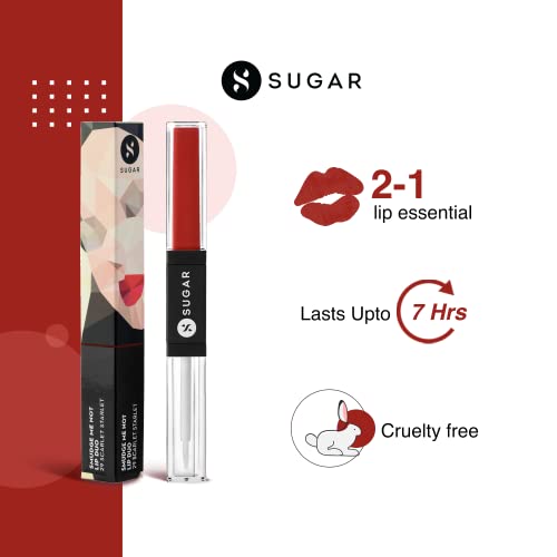 Image of SUGAR Cosmetics - Smudge Me Not - Lip Duo - 29 Scarlet Starlet (Orange Red) - 3.5 ml - 2-in-1 Duo Liquid Lipstick with Matte Finish and Moisturizing Gloss