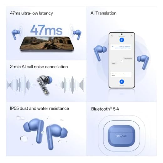 OnePlus Nord Buds 3r TWS Earbuds up to 54 Hours Playback, 2-mic Clear Calls, 3D Spatial Audio, AI Translation, 12.4mm Drivers, Dual-Device Connectivity, 47ms Low Latency - Ash Black