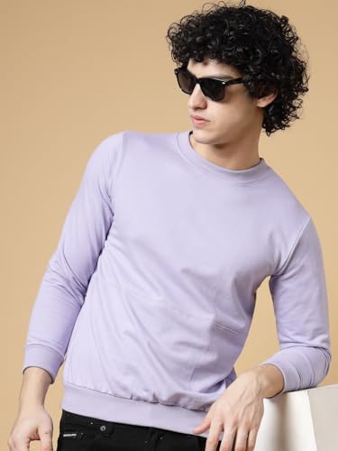 Image of Rigo Terry Solid Printed Winter Wear Sweatshirt for Men | Round Neck Sweatshirt for Men | Full Sleeves Sweatshirt for Men
