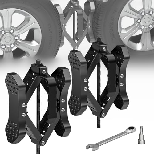 Rvdeaa X-Shaped Wheel Chocks for Travel Trailer【Allow Drill Adjust】 RV Stabilizers X chocks Camper Wheel Chock for Travel Trailers RV Accessories Wrench Adjustable 3.5
