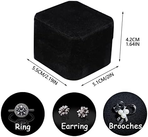 Lanjue 4 Pcs Velvet Ring Box, Black Earring Box Jewellery Gift Boxes Display Storage Boxes Organizer Case Holder for Women Engagement Wedding Presents Jewellery