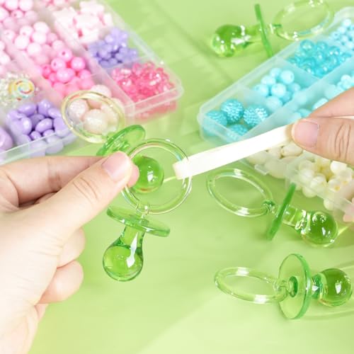 Image of Pacifiers for Baby Shower Game, 36 Large Size Plastic Pacifiers for Baby Shower Decoration DIY, Hunt Game Props, Gender Reveal Party Table Scatter(Green, 2.75 in)