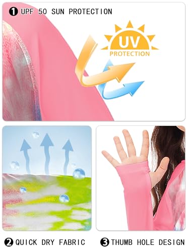 Image of Remimi Kids Sun Shirt Rash Guard Quick Dry Sun Protection Athletic Hoodie Hiking Shirts 3-12 Years