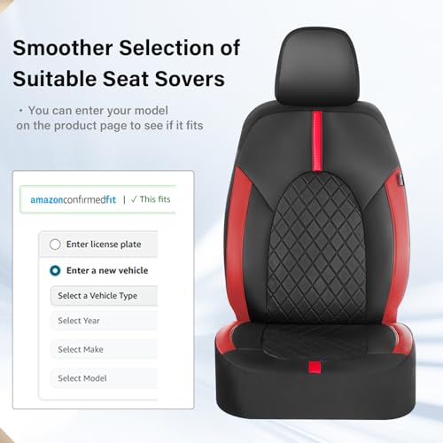 Image of Coverado Car Seat Covers Front Seats, Car Seat Cover, Car Seat Protector Waterproof, Car Seat Cushion Red Seat Covers Carseat Cover Universal Fit for Most Cars