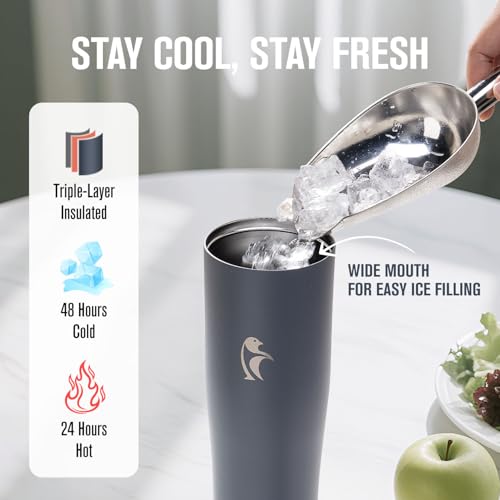 Image of Coolflask 40 oz Insulated Water Bottle Fits Cup Holder with Straw & Handle