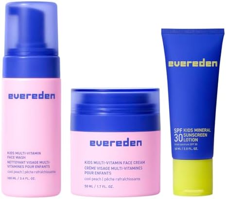 Evereden Kids Face Wash, Cream & Mineral SPF 30 Set, Peach, Ages 4+