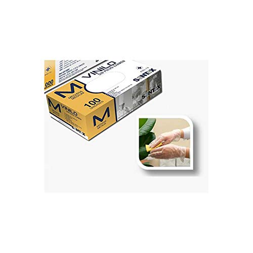 Luvas descartáveis transparentes de vinil, tamanho M, 100 peças de conforto fino, sem látex, sem pó, alimentos seguros para alimentos, limpeza, lavagem de pratos