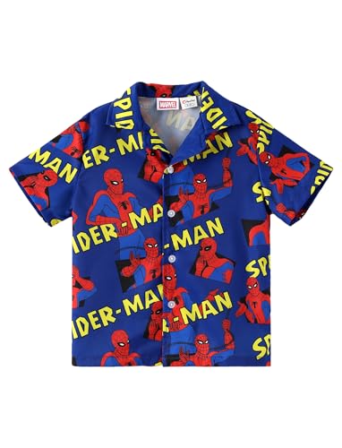 Image of Disney Marvel Spiderman Cars Stitch Star Wars Mickey Boys Hawaii Shirt Button Up Dress Shirts Short Tropical Shirt Kids 2-13Y