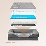 EHEYCIGA Memory Foam XL Dog Bed for XLarge Sized Dog, Extra Large Orthopedic Dog Sofa Bed with Sides and Waterproof Liner, Washable Bolster Pet Bed Couch with Removable Cover, 42x30x7.5 Inch, Grey - Image 3