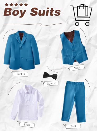Image of Toddler Suits Slim Fit Suit for Boys,Formal Tuxedo Ring Bearer Outfit Kids Dress Clothes for Wedding,Adjustable Waist