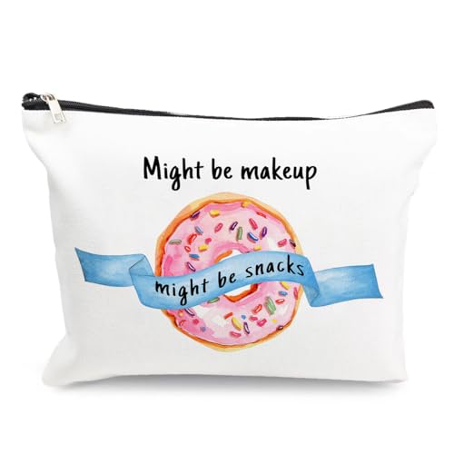 Funny Makeup Cosmetic Bag For Women - Might Be Makeup Might Be Snacks - Cute Multifunction Pouch Travel Bag Cotton Canvas For Girls Friend Mom Sister Teens Birthday Christmas Gifts …