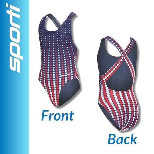 Image of Sporti Wide Strap Athletic One Piece Swimsuit for Women - Graphic Design Pattern - Swim Team Bathing Swimsuit for Competiton