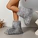 Dufnfn Women's Faux Fur Boots Size 7.5 - Mid-Calf Winter Snow Boots with Fluffy Lining, Y2K Fashion Warm Shoes for Women （grey）