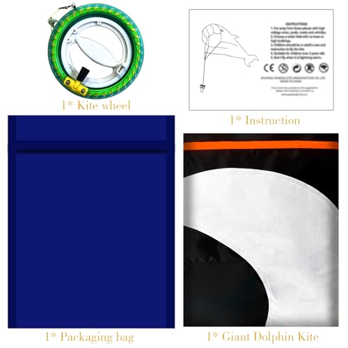 HENGDA KITE 3D Whales Kite,with 700 Feet Kite Reel String,for Kids and Adults,Easy to Fly,The Pictures are Beautiful in high Definition,Suitable for Beginners Black