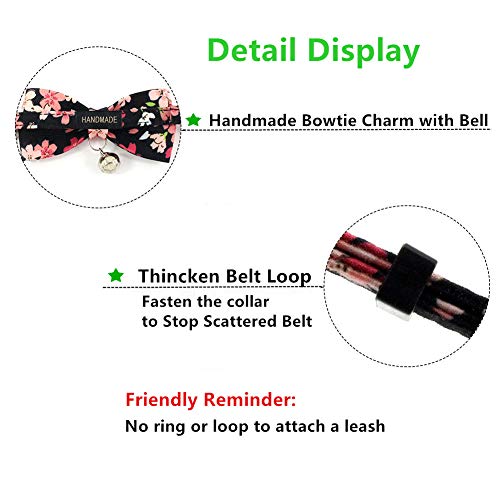 Petfavorites Breakaway Bowtie Cat Collar With Bell - Flower Kitten Bow Tie Kitty Puppy Clothes Accessories, Adjustable And Handmade.(Red Sakura, Size Xs) #TOP3