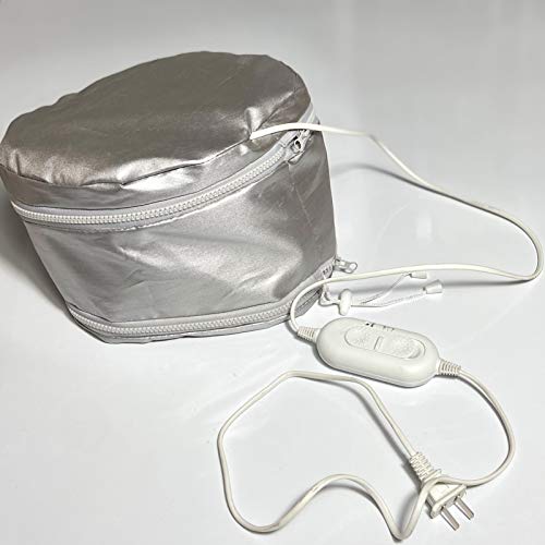 Hair Steamer Heating Cap for Deep Conditioner, Hair SPA Cap, Adjustable Height Hair Thermal Treatment Cap with 2 Zippers, 2 Mode Temperature Control Electric Hair Cap, Silver
