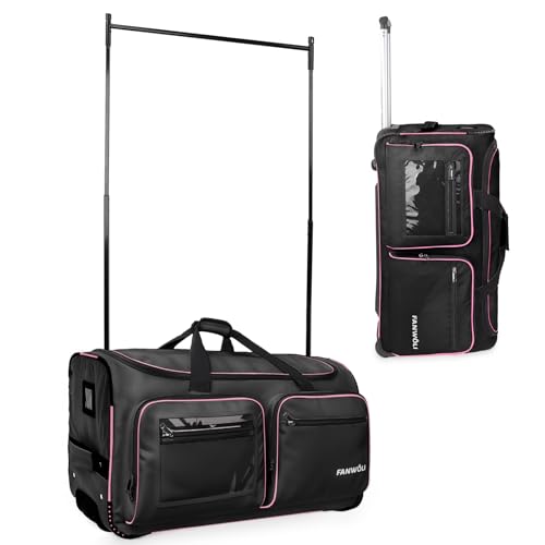 Fanwoli 23 Dance Bag with Garment Rack | Upgraded Stable System & Fabric | More Lightweight & Wear-Resistant | Ideal Competition Rolling Duffle Bag