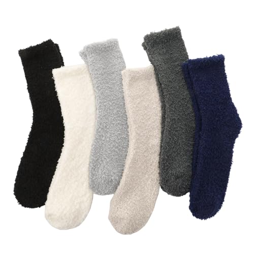 Zuimei 6 Pairs Fuzzy Socks Fluffy Thick Winter Warm Slipper Socks Super Soft Cozy Plush Sleep Home House Sock for Women Men