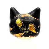 ホタルガラス ねこ ビーズ 光る 蓄光 イエロー ゴールド パーツ 猫 ネコ 制作 粒売り手芸 黄色 金色 かわいい 招き猫 沖縄 お土産 にゃんこ 可愛い 1粒