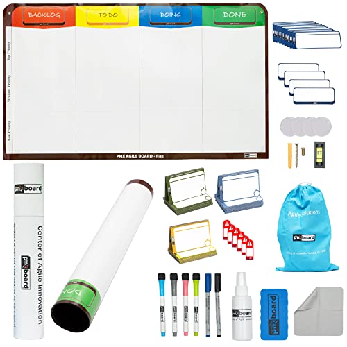 pmxboard 4 Column Magnetic Kanban Board, Scrum Board Flex Whiteboard