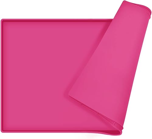Miniatura 104 de Tapete de comida para perros, bandeja de comida impermeable de silicona, mantel individual antideslizante para mascotas, borde elevado de 0.6